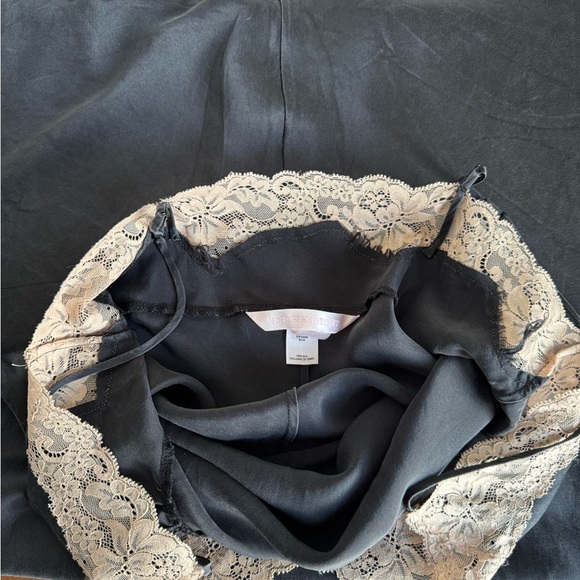 Victoria's Secret Vintage 2003 Black and Cream Silk Slip Dress with Lace Medium - Picture 6 of 7